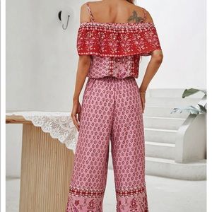 Bohemian Fold-Over Spaghetti Strap Jumpsuit